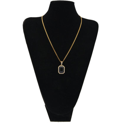 Hip-hop mini diamond-encrusted gem pendant trendy brand necklace men's handsome Joker alloy necklace cross-border jewelry wholesale