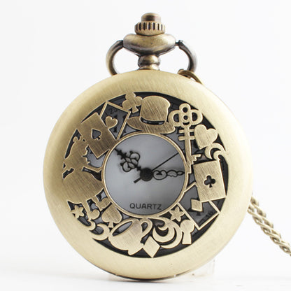 Alice in Wonderland retro pocket watch Alice and rabbit anime pocket watch female cartoon flip Hollow