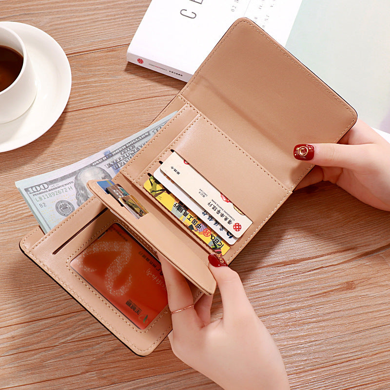 2022 Korean Style Short Wallet Spring New Fashion Frosted Fawn Women's Bag Multi Card Holder Clutch Coin Purse