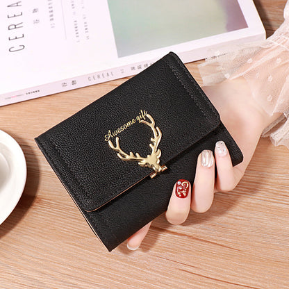 2022 Korean Style Short Wallet Spring New Fashion Frosted Fawn Women's Bag Multi Card Holder Clutch Coin Purse