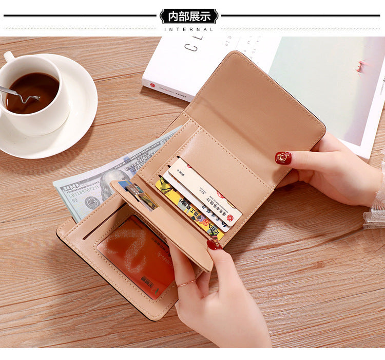 2022 Korean Style Short Wallet Spring New Fashion Frosted Fawn Women's Bag Multi Card Holder Clutch Coin Purse