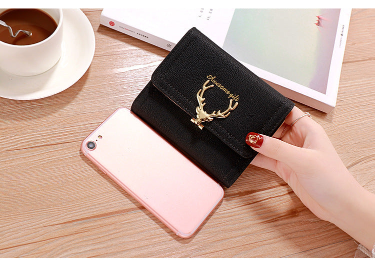 2022 Korean Style Short Wallet Spring New Fashion Frosted Fawn Women's Bag Multi Card Holder Clutch Coin Purse