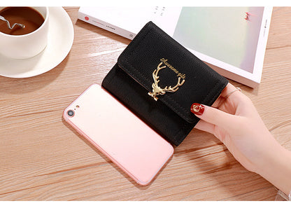 2022 Korean Style Short Wallet Spring New Fashion Frosted Fawn Women's Bag Multi Card Holder Clutch Coin Purse