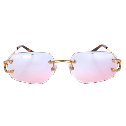 Rhodium Plated Frame Solid Lens Lightweight UV Protection Rimless Luxury Sunglasses Modern Design Unisex Youth Fashion Trendy