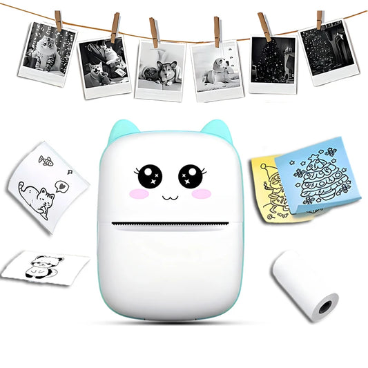 Mini Portable Thermal Printer - Instant Print, Compatible with iOS/Android, for Photos, Labels, Notes, Wireless, USB Charging