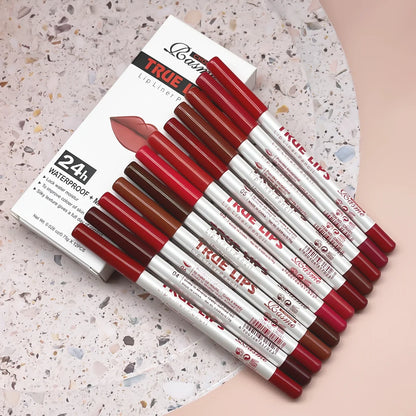 12 Piece Long Lasting Lipstick Set With Matte Lip Liner And Velvet Gloss