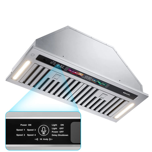 BRANO 30 Inch 900 CFM Range Hood Insert Stainless Steel With Smart Control