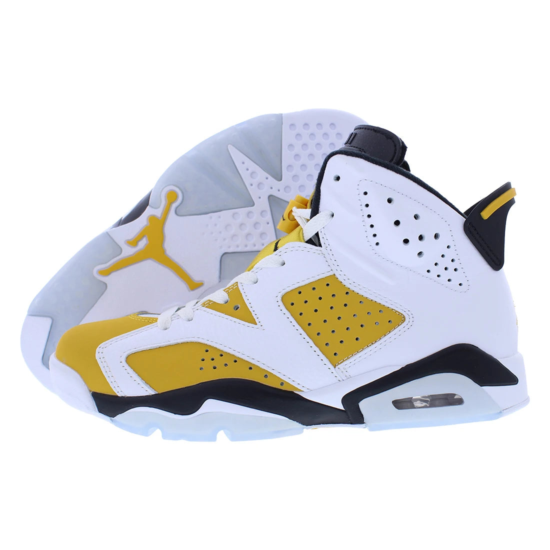 For for Air for 6 Retro Unisex Basketball Shoes White/Yellow Ochre/Black Color Summer Spring Season PU Made in China