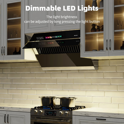 BRANO Under Cabinet Range Hood 30 inch, 900CFM Vent Hood with Voice/Gesture/Touch Control Control, Unique Side-Draft Design for Modern Kitchen, Ducted/Ductless Convertible