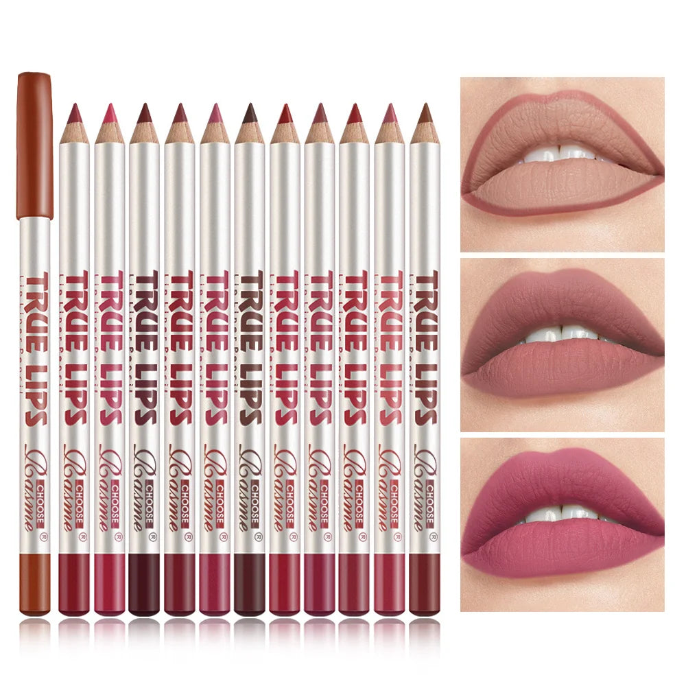 12 Piece Long Lasting Lipstick Set With Matte Lip Liner And Velvet Gloss