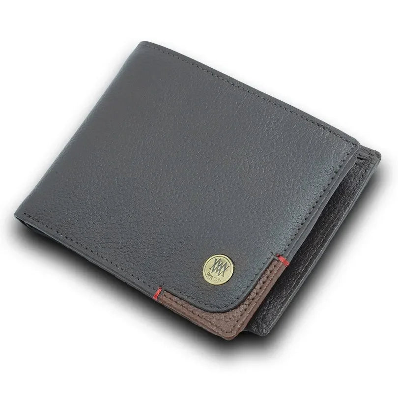 WRIZA Men's Trendy Formal Genuine Leather Durable Wallet with RFID Protection No Zipper Closure Large Capacity & Travel Friendly