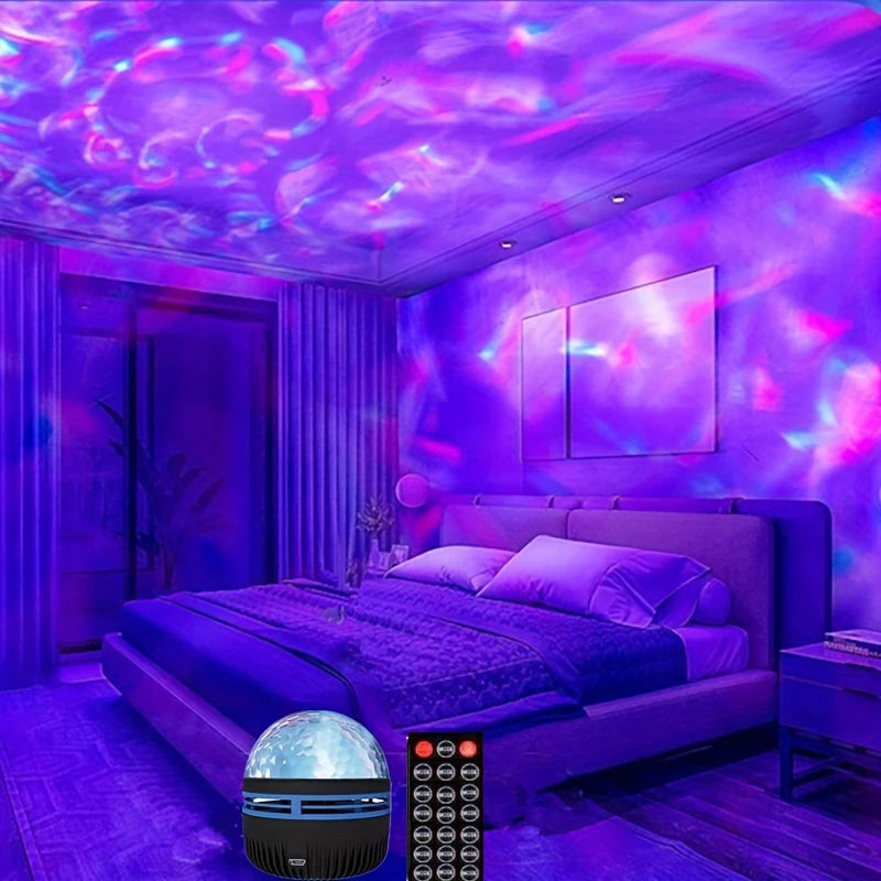 Galaxy Star Projector Night Light 7-Color Water Ripple and Aurora | ৭-রঙের গ্যালাক্সি স্টার প্রজেক্টর নাইট লাইট