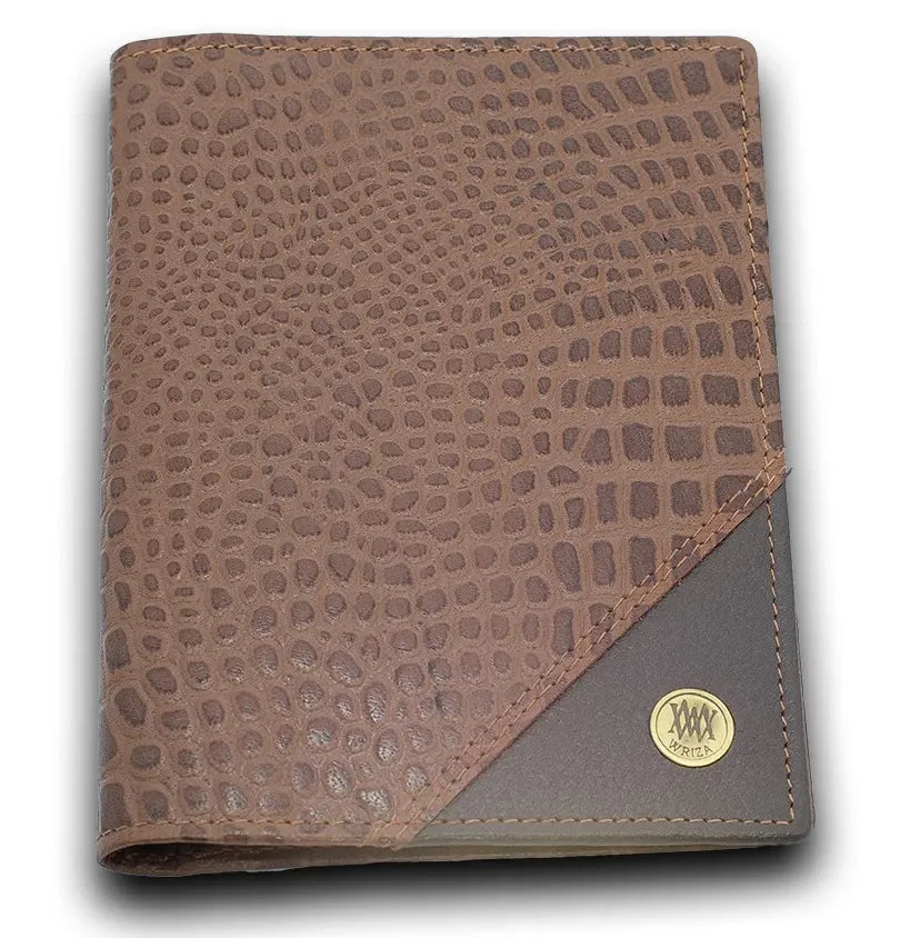 WRIZA Tan Genuine Leather RFID Protected Wallet for Men Women Trips 3 Card Sim Memory Card Slots Passport Cover for Credit Cards