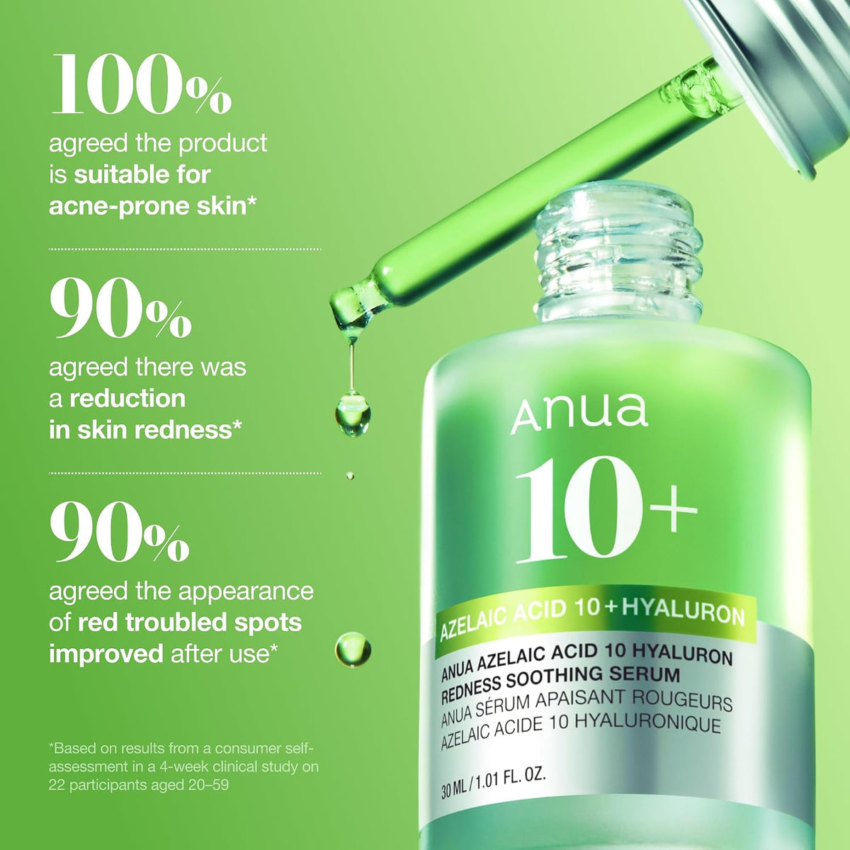 ANUA Azelaic Acid 10 Hyaluron Redness Soothing Serum 30ml | ANUA Azelaic Acid 10% হায়ালুরন রেডনেস সুথিং সিরাম