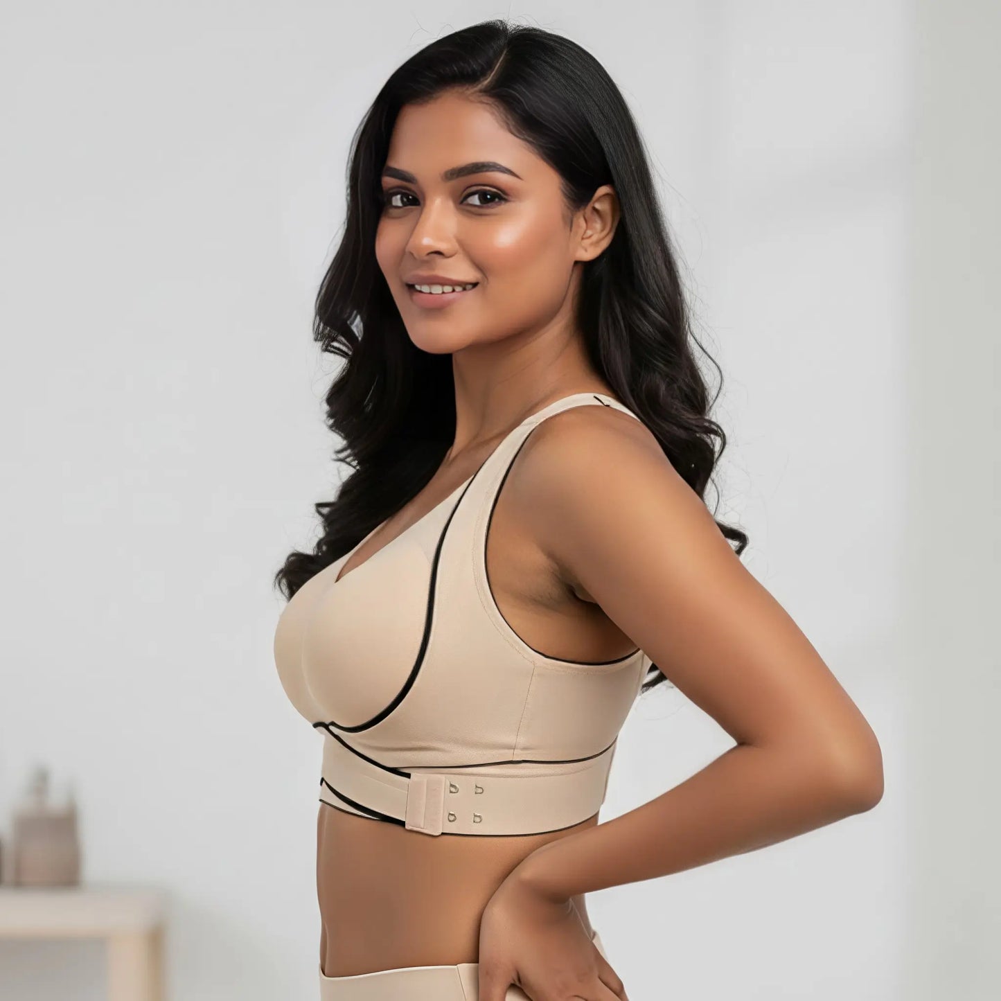 Beige Crossover Push-up Support Bra | Shopander