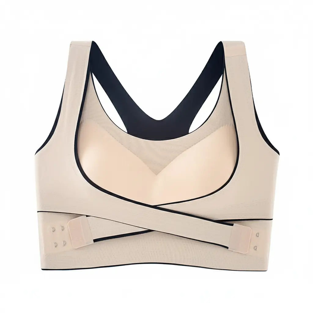 Beige Crossover Push-up Support Bra | Shopander
