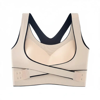Beige Crossover Push-up Support Bra | Shopander