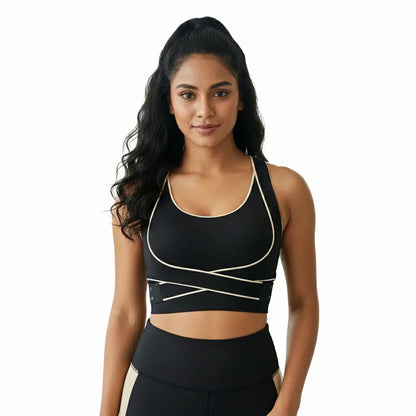 Black Crossover Push-up Support Bra | Shopander