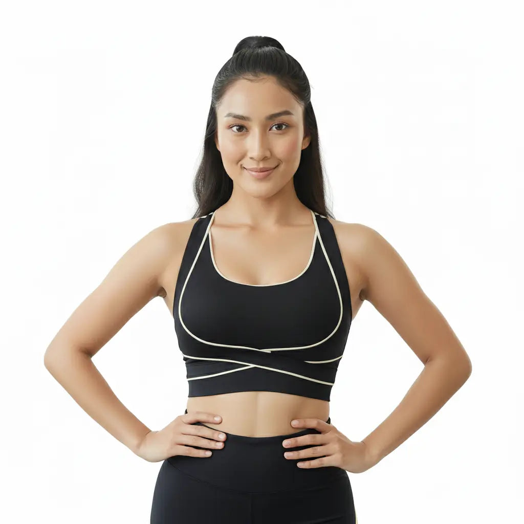 Black Crossover Push-up Support Bra | Shopander