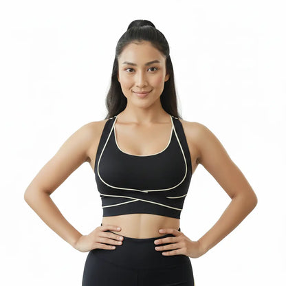 Black Crossover Push-up Support Bra | Shopander