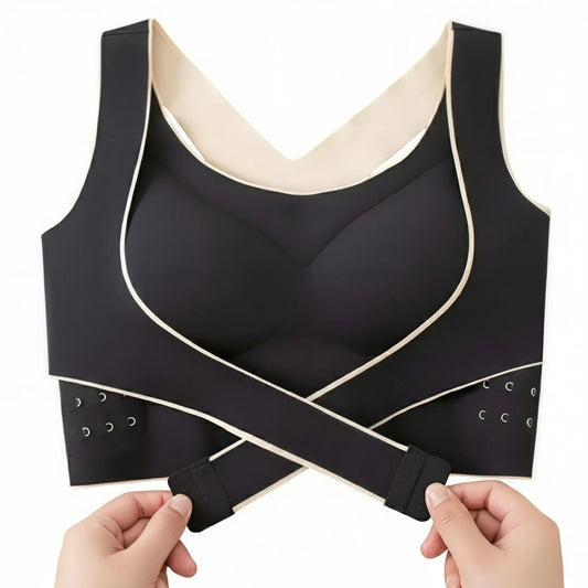 Black Crossover Push-up Support Bra | Shopander