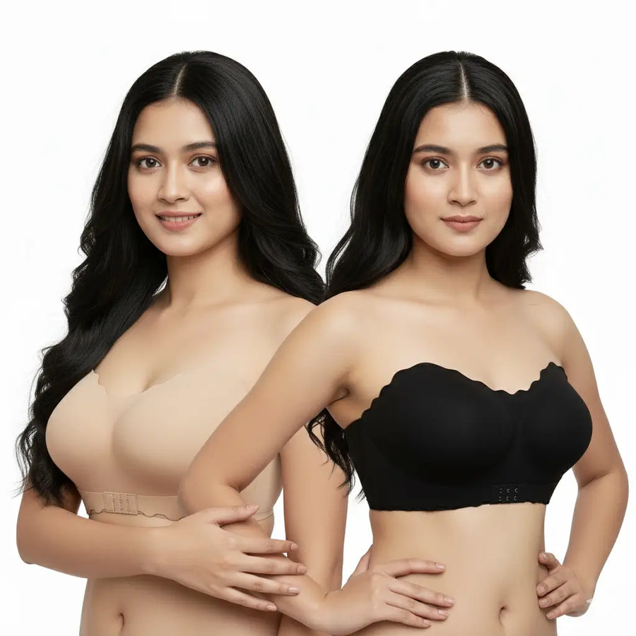Combo Black & Beige – Premium Quality Strapless Bra for Women in Bangladesh | Comfortable & Invisible