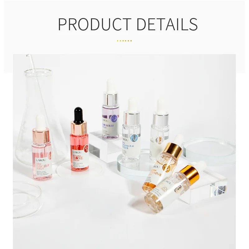 LAIKOU 7 Bottles 24K Gold Snail Sakura Hyluronic Acid Vitamin C Nicotinamida Rose Blueberry Serum Japan Essential Face Essences