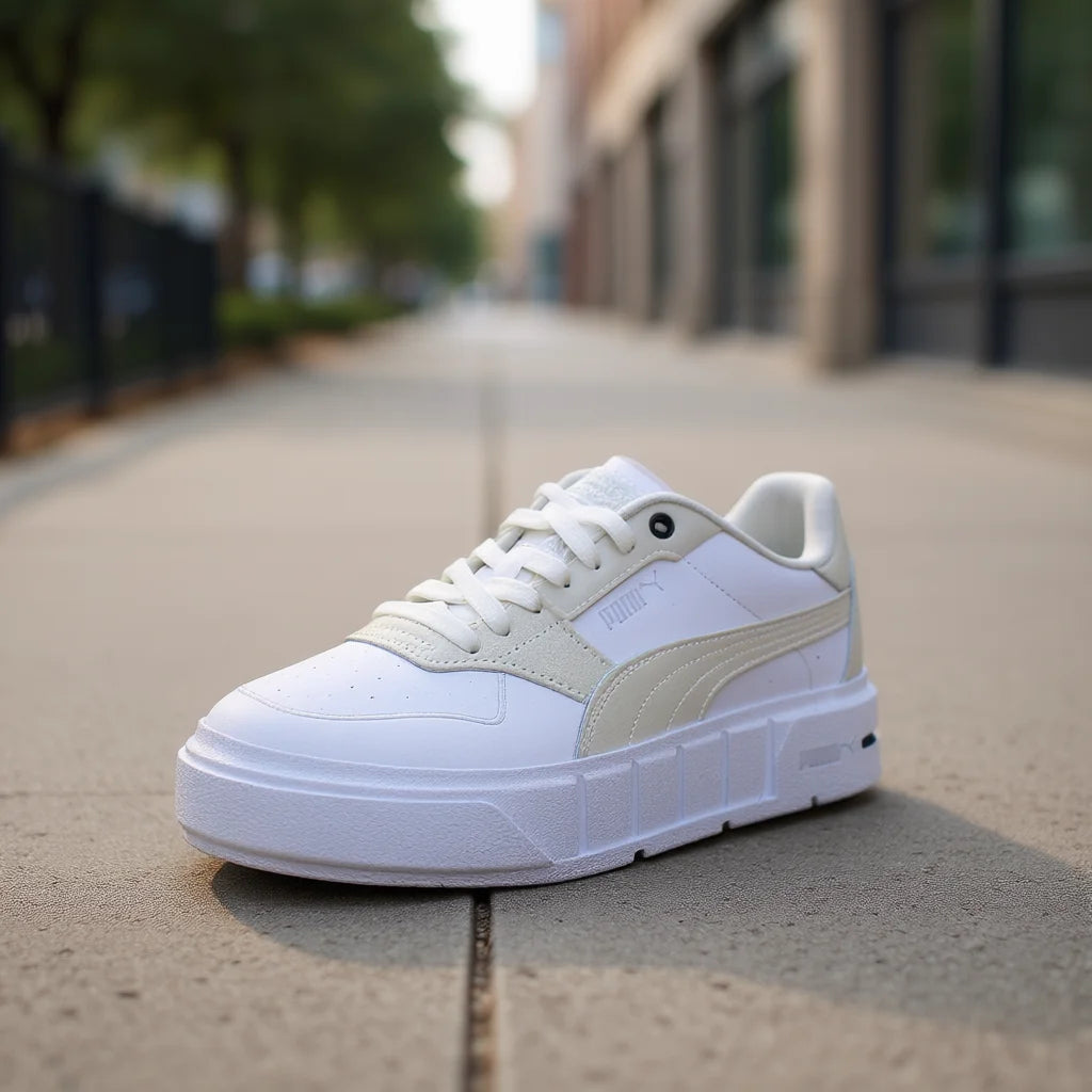 For Cali Court Pure Luxe Womens Shoes White Leather Lace-Up Round Toe Low Heel Casual Walking Style Authentic All Seasons