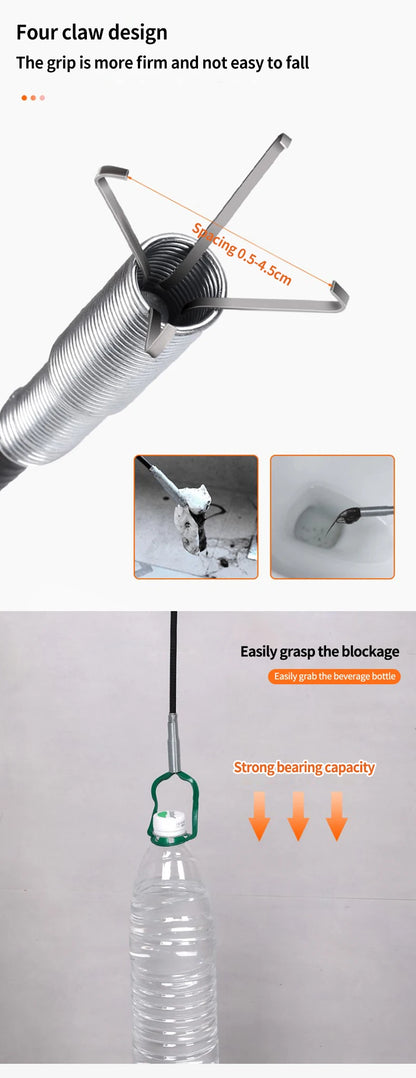 60cm Drain Snake Pipe Dredger Sink Clog Remover For Kitchen Household Use