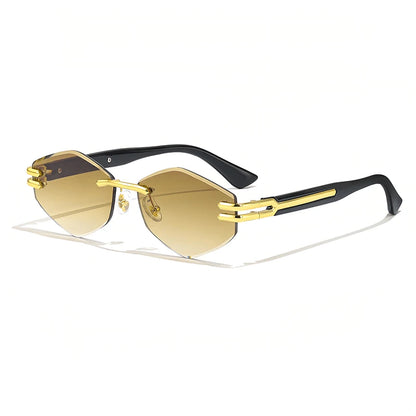 HBK Luxury Fashion Sunglasses Rimless Frameless Polygon Gradient Lens With UV400 Protection Custom Logo on Alloy Frame in Blue