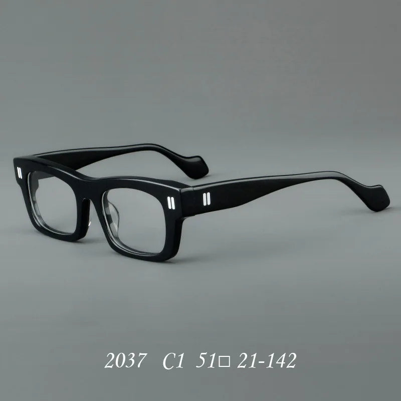 2037 Thick Square Acetate Glasses Frame Popular Casual Rivet Presbyopia Eyeglasses Men Women Retro Prescription Spectacle