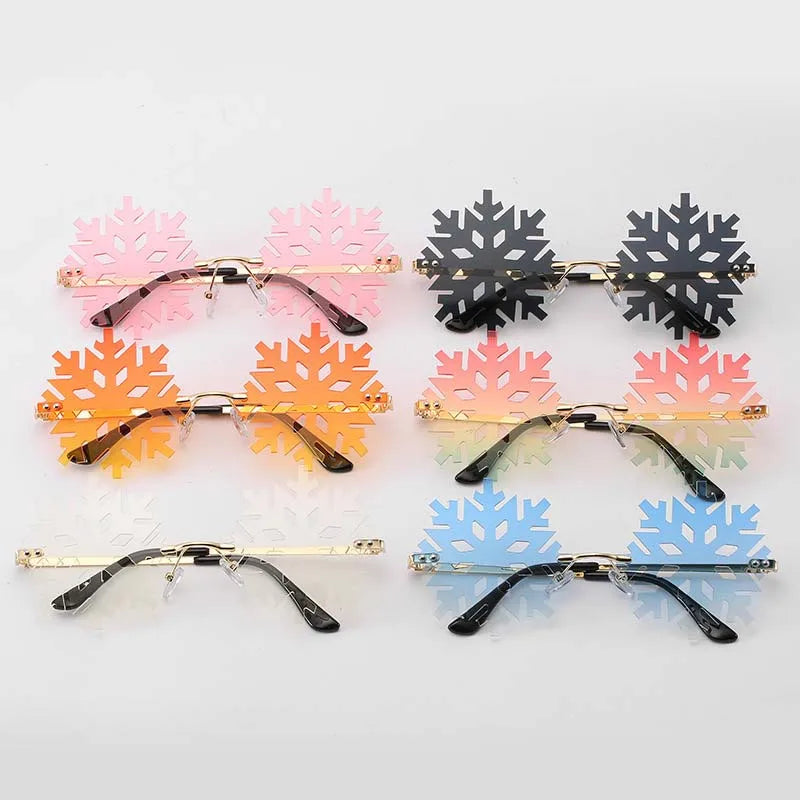 Hot Fashion Rimless Snowflake Sunglasses Novelty Unique Party Eyeglasses Fun Glasses Eyewear Decorations Accessories for Unisex
