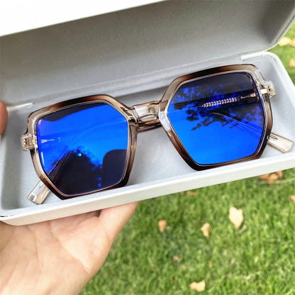 Anti Uv400 Outdoor Computer TR90 Spring Hinge Irregular Oversize Antireflet Lunettes Women Photochromic Blue Light Glasses Solid