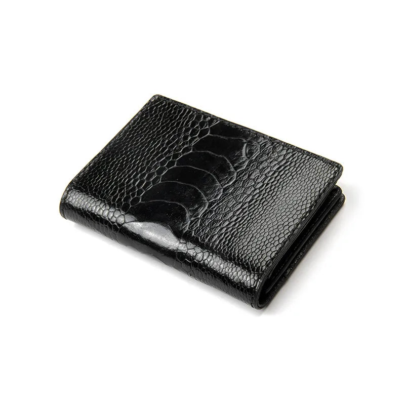 ODM Mini Cartera De Hombres Luxury High End Design Genuine Ostrich Leather Leg Skin Card Holder Wallet Vintage Smart Card Case