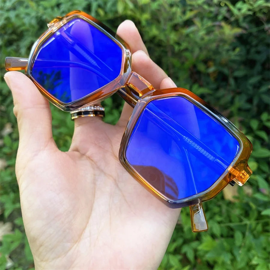 Anti Uv400 Outdoor Computer TR90 Spring Hinge Irregular Oversize Antireflet Lunettes Women Photochromic Blue Light Glasses Solid