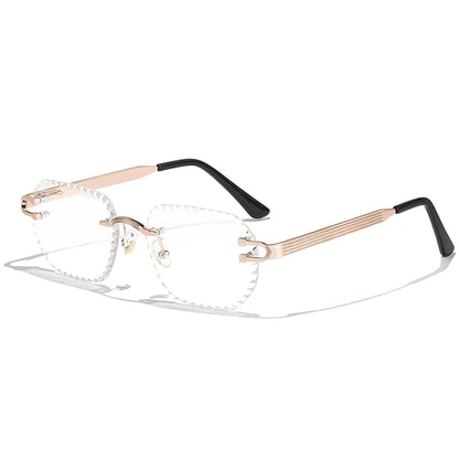 HBK 2025 Unisex Frameless Sunglasses Black PC Alloy Pink Blue Gradient Lens Polygon Rimless Design New Style Street Snap Men