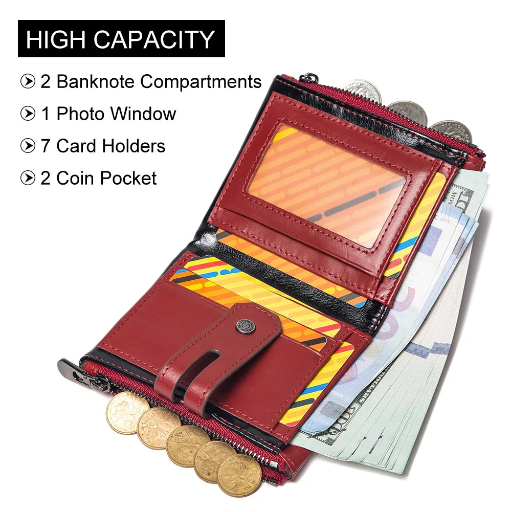 HUMERPAUL Custom Fashion Men Women Wallet Short Multi-card Holder Clutch Money Bag Anti-theft Chain Coin Purse for Biker