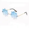 Hot Fashion Rimless Snowflake Sunglasses Novelty Unique Party Eyeglasses Fun Glasses Eyewear Decorations Accessories for Unisex