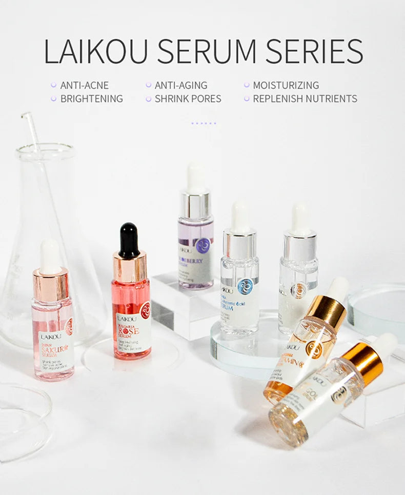 LAIKOU 7 Bottles 24K Gold Snail Sakura Hyluronic Acid Vitamin C Nicotinamida Rose Blueberry Serum Japan Essential Face Essences