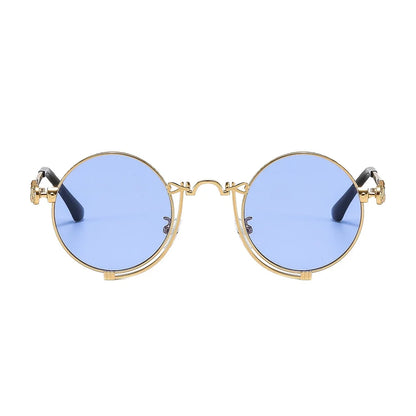 1846 Steampunk Sun Glasses Men Gold Frame Metal Yellow Red Black Oval Sunglasses New Polarized Metal-punk Fashion Sunglasses