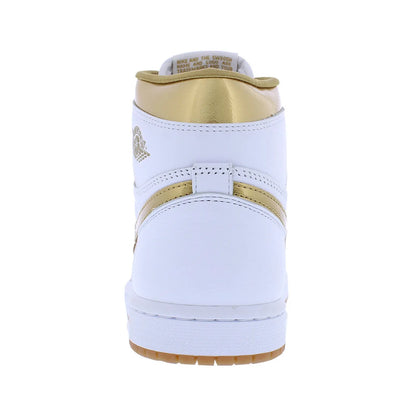 For for Air for 1 Retro High OG Women's White/Metallic Gold/Gum Light Brown Shoes High Top Rubber FD2596107 | 100% Authentic