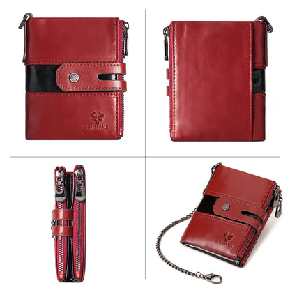 HUMERPAUL Custom Fashion Men Women Wallet Short Multi-card Holder Clutch Money Bag Anti-theft Chain Coin Purse for Biker