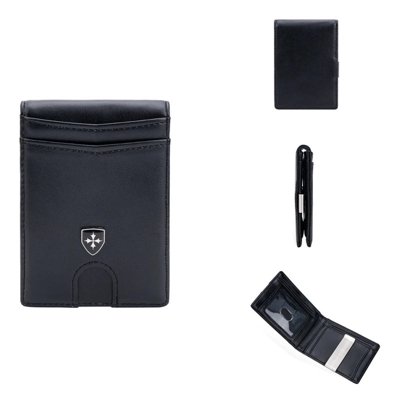 Wallet for Men Slim PU Leather Mens Wallet RFID Blocking Credit Card Holder with Money Clip