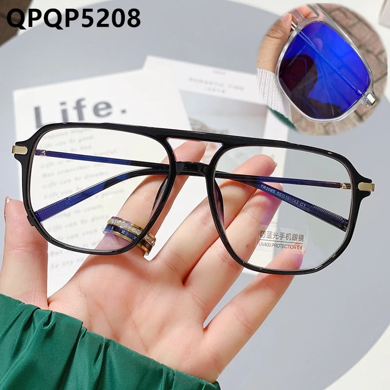 Anti Uv400 Outdoor Computer TR90 Spring Hinge Irregular Oversize Antireflet Lunettes Women Photochromic Blue Light Glasses Solid