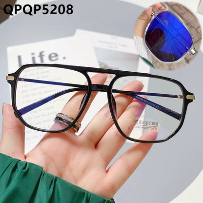 Anti Uv400 Outdoor Computer TR90 Spring Hinge Irregular Oversize Antireflet Lunettes Women Photochromic Blue Light Glasses Solid