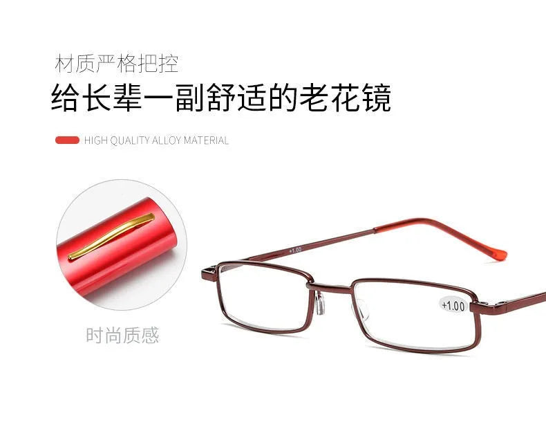 +1.5 2.0 2.5 Reading Glasses Women Men Ultralight Portable Mini Hyperopia Glasses Metal Presbyopia with diopters plus with box
