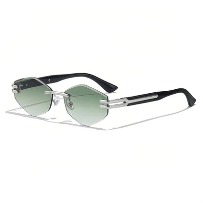 HBK Luxury Fashion Sunglasses Rimless Frameless Polygon Gradient Lens With UV400 Protection Custom Logo on Alloy Frame in Blue