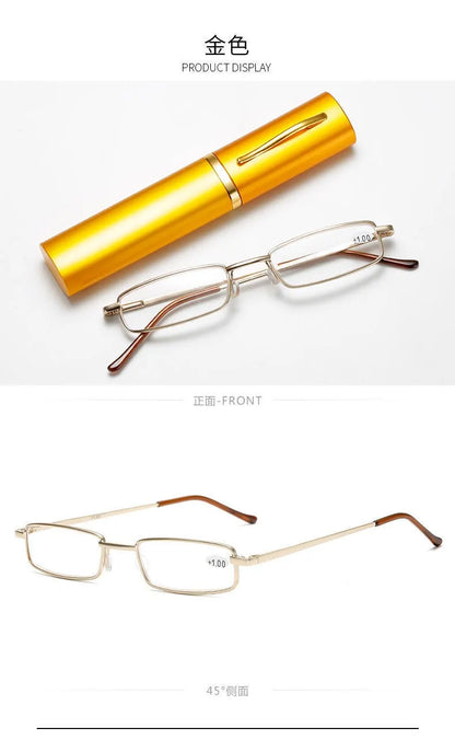 +1.5 2.0 2.5 Reading Glasses Women Men Ultralight Portable Mini Hyperopia Glasses Metal Presbyopia with diopters plus with box