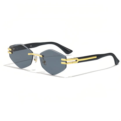 HBK Luxury Fashion Sunglasses Rimless Frameless Polygon Gradient Lens With UV400 Protection Custom Logo on Alloy Frame in Blue
