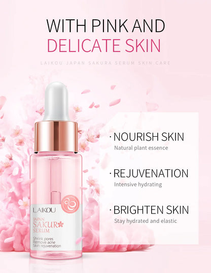 LAIKOU 17ML Japan Sakura Serum Nourish Essense Oil Control Pure 24K Gold Vitamin C Hyaluronic Acid Moisturing Skin Care Facecare